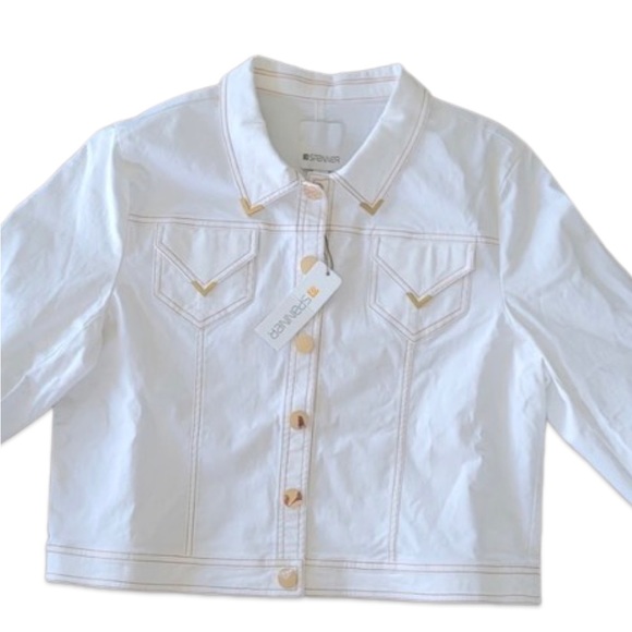 NWT Spanner Gold embellished cream jean jacket XS - Picture 2 of 9